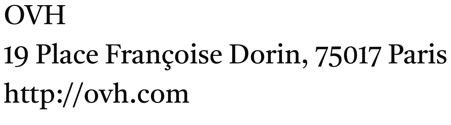 Coordonnées de l’hébergeur du site (affichées en image)
